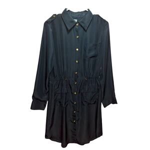 Vintage Queens Collection Black Dress – Cinched Waist, Gold Accents, Size M